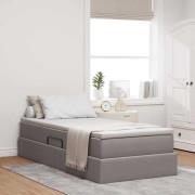 vidaXL Förvaringssäng med madrass Taupe 100 x 200 cm Polyester