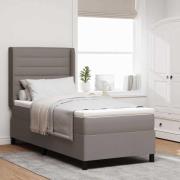 vidaXL Bäddfjäder med madrass med huvudgavel Taupe 200 x 100 cm tyg