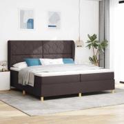 vidaXL Bäddfjäder med madrass med huvudgavel Mörkbrun 200 x 200 cm tyg