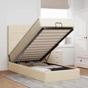 vidaXL Ottomansk säng med madrass och LED-lampor gräddvit 90x200 cm