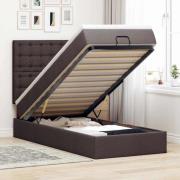 vidaXL Ottoman sängram med madrass mörkbrun 90x190 cm tyg