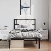 vidaXL Sängram med huvudgavel metall svart 100x200 cm