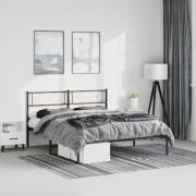 vidaXL Sängram med huvudgavel metall svart 150x200 cm