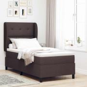vidaXL Bäddfjäder med madrass med huvudgavel Mörkbrun 90 x 190 cm tyg