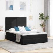 vidaXL Förvaringssäng med LED med madrass Svart 140 x 190 cm Sammet