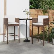 vidaXL Barstolar med dynor 2 st brun konstrotting