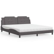 vidaXL Bed with Mattress "Zadar" Grey 180x200 cm Faux Leather