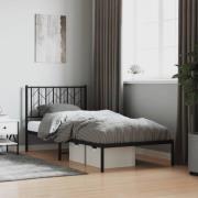vidaXL Sängram med huvudgavel metall svart 90x200 cm