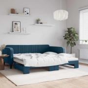 vidaXL Dagbädd utdragbar blå 100x200 cm sammet