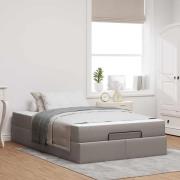 vidaXL Sängram med madrass med madrass 2 pcs Taupe tyg