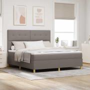 vidaXL Bäddfjäder med madrass med huvudgavel Taupe 180 x 200 cm tyg