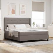 vidaXL LED Box Säng med madrass med huvudgavel Taupe 180 x 200 cm tyg