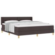 vidaXL Bäddfjäder med madrass med huvudgavel Mörkbrun 200 x 180 cm tyg