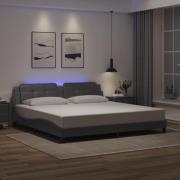 vidaXL Bed Frame with LED without Mattress "Zadar" Grey 200x200 cm