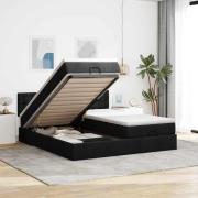 vidaXL Ottoman sängram med madrasser svart 160x200 cm tyg