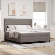 vidaXL LED Box Säng med madrass med huvudgavel Taupe 180 x 200 cm tyg