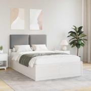 vidaXL Sängram med Klädd Huvudgavel Ljusgrå 120 x 200 cm Massiv furu