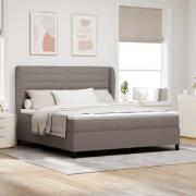 vidaXL Bäddfjäder med madrass med huvudgavel Taupe 180 x 200 cm tyg