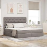 vidaXL Förvaringssäng med madrass Taupe 160 x 200 cm Polyester