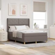 vidaXL Bäddfjäder med LED-ljusslingor Taupe 160 x 200 cm tyg