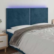 vidaXL Sänggavel LED mörkblå 160x5x118/128 cm sammet