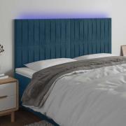 vidaXL Sänggavel LED mörkblå 180x5x118/128 cm sammet