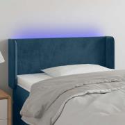 vidaXL Sänggavel LED Mörkblå 93x16x78/88 cm sammet