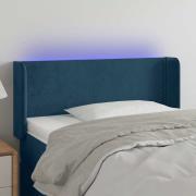 vidaXL Sänggavel LED mörkblå 103x16x78/88 cm sammet