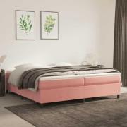 vidaXL Ramsäng med madrass rosa 200x200 cm sammet