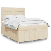 vidaXL Ramsäng med madrass gräddvit 140x190 cm tyg