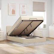 vidaXL Ottoman säng med madrass gräddvit 140x190 cm tyg