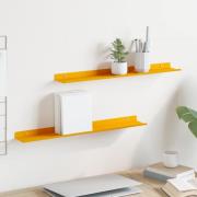 vidaXL Flytande hylla 2 pcs Senapsgul 60 x 8,5 x 2,5 cm Stål