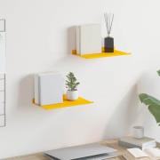 vidaXL Flytande hylla 2 pcs Senapsgul 30 x 18 x 2,5 cm Stål