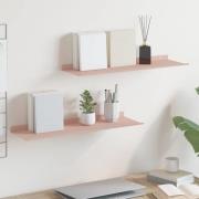 vidaXL Flytande hylla Väggmonterad 2 pcs Rosa 60 x 18 x 2,5 cm Stål