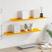vidaXL Flytande hylla 2 pcs Senapsgul 80 x 18 x 2,5 cm Stål