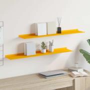 vidaXL Vägg hylla med hylla 2 pcs Senapsgul 100 x 18 x 2,5 cm