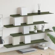 vidaXL Flytande hylla 4 pcs Olivgrön 100 x 18 x 2,5 cm Stål