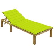 vidaXL Solsäng med ljusgrön dyna impregnerad furu