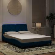 vidaXL Bed Frame with LED without Mattress Blue 120x200 cm Velvet