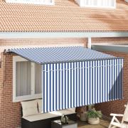 vidaXL Utfällbar markis Blå och Vit 300 x 200 cm