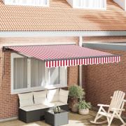 vidaXL Markisram Röd och Vit 350 x 250 cm Polyester med PU-beläggning