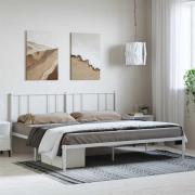 vidaXL Sängram med huvudgavel metall vit 183x213 cm