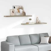 vidaXL Svävande vägghyllor 2 st ek 120x23,5x3,8 cm MDF