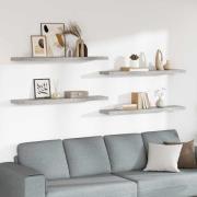 vidaXL Svävande vägghyllor 4 st betonggrå 120x23,5x3,8 cm MDF