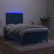 vidaXL Ramsäng med madrass & LED mörkblå 120x190 cm sammet