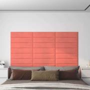 vidaXL Väggsänggavel 12 pcs Rosa Sammet