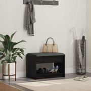 vidaXL Hallbänk Svart Ek 63 x 38 x 45 cm Konstruerat Trä och Tyg