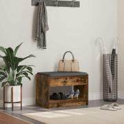 vidaXL Hallbänk Rökt Ek 63 x 38 x 45 cm Konstruerat Trä och Tyg