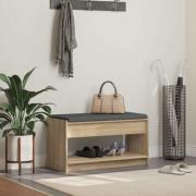vidaXL Hallbänk Sonoma-ek 83 x 38 x 45 cm Konstruerat Trä och Tyg