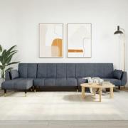 vidaXL L-formad bäddsoffa mörkgrå 275x140x70 cm sammet